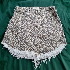 We The Free Leopard Print Fringe Skirt